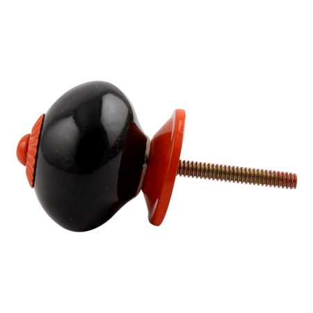 Black Round Orange Fitting Ceramic Knob